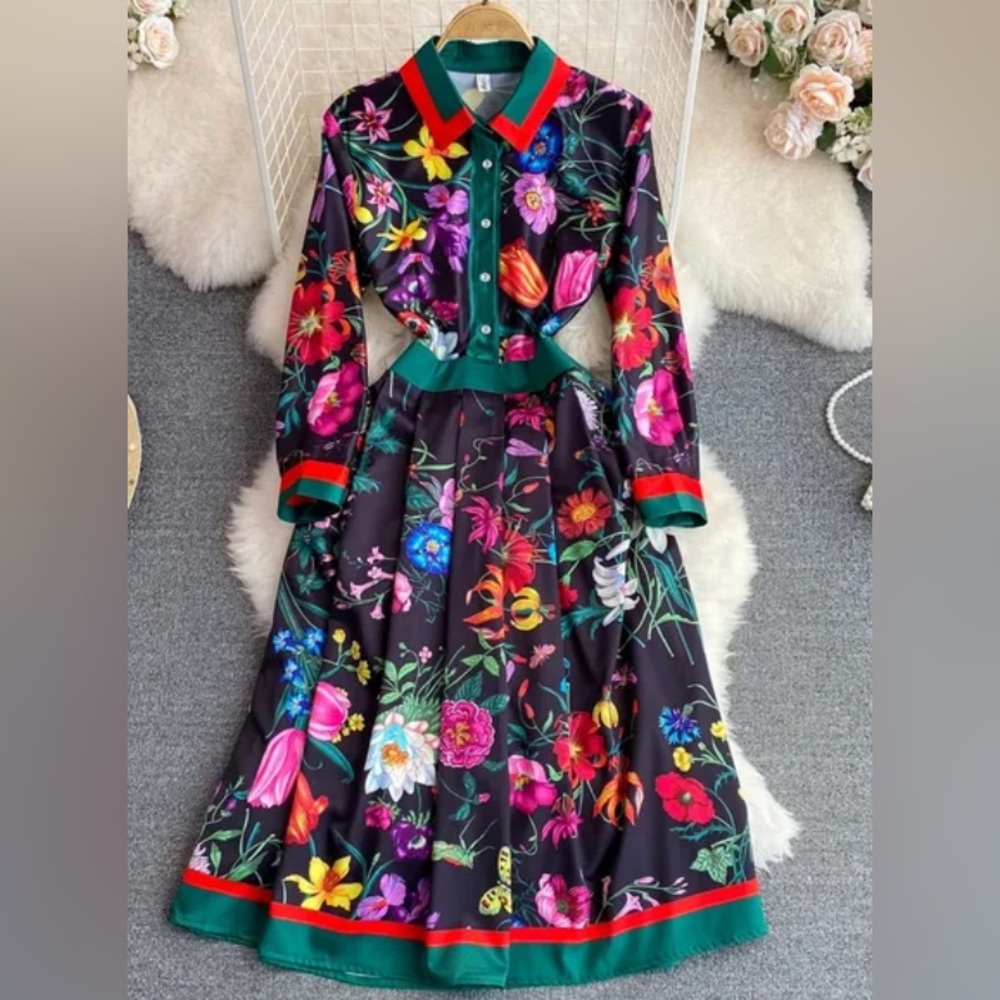Floral Long Sleeve Maxi Dress